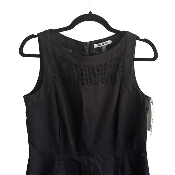 DKNYC Cotton Stretch Sleeveless Sheath Tank Dress Knee Length Black 6 - Picture 6 of 8